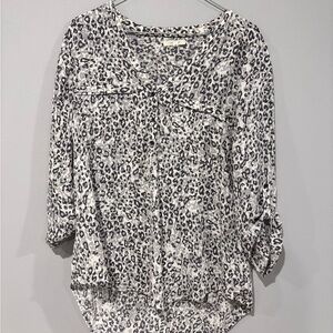 Maurices Black and White Leopard Print Blouse